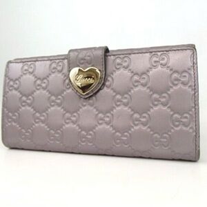 Gucci Wallet Guccissima Leather Bifold Long Card Heart Logo Lilac